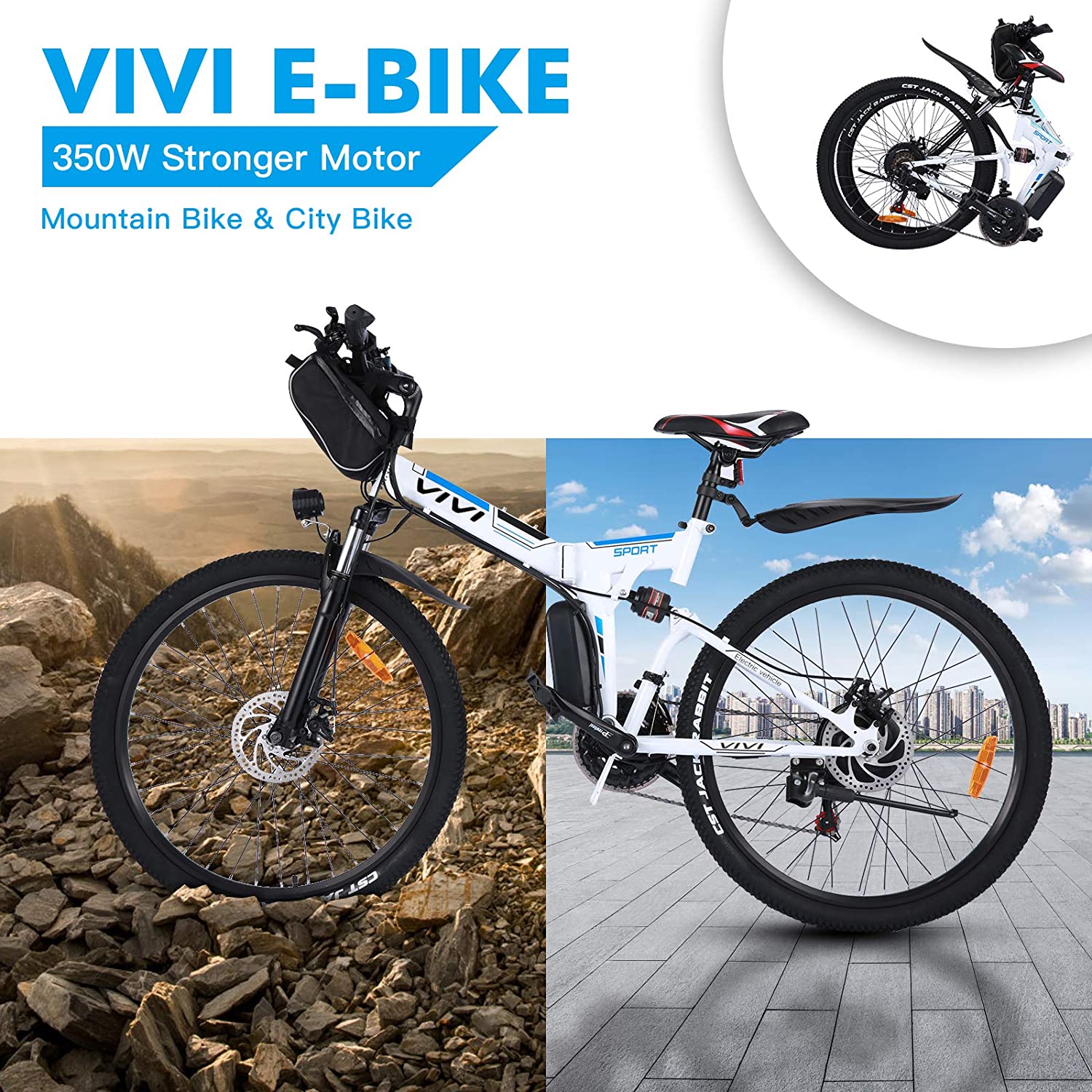 VIVI 26 Vélo électrique, VTT Electrique Homme, vélo de Montagne