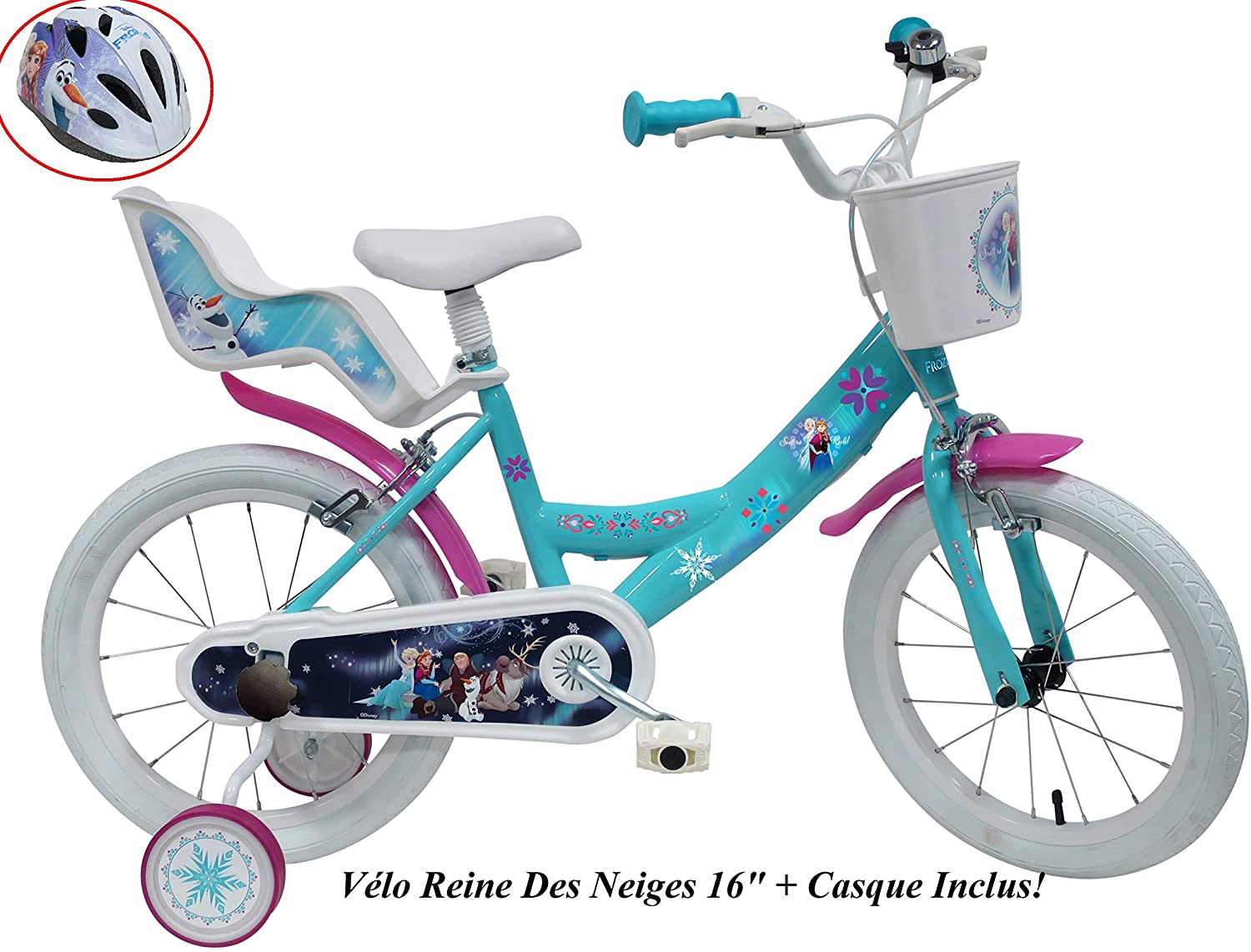 Vélo 16'' Reine des NEIGES 2 - Frozen II/Disney équipé de 2 Freins, Porte  poupée et Panier Avant. : : Sports et Loisirs
