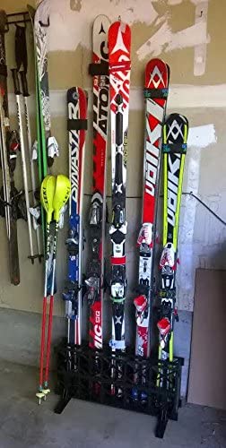 Support mural horizontal robuste pour skis et bâtons de ski