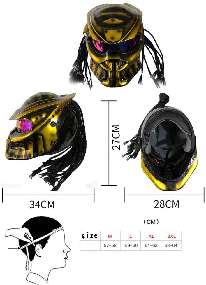 NEUF Casque Predator Noir Masque Fibre de Carbone Moto Iron Man Casque  Plein Fac
