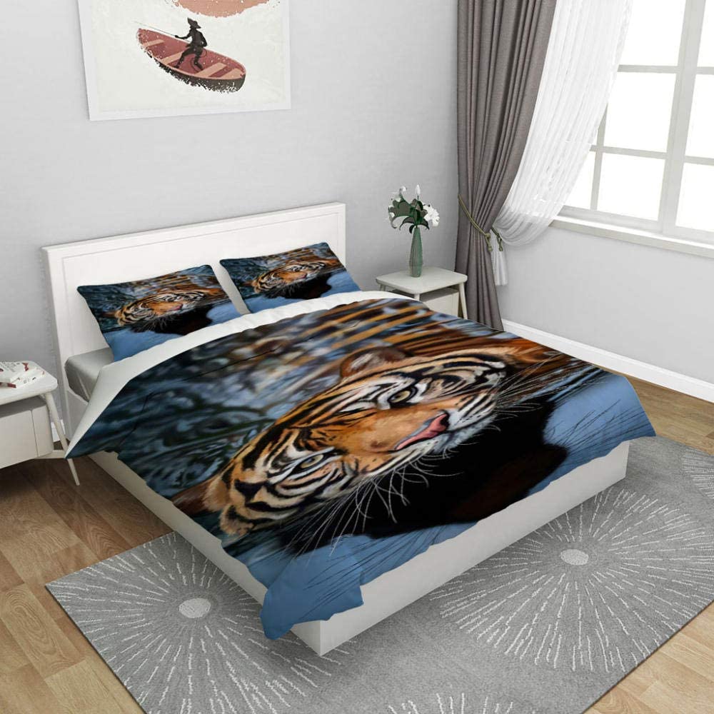 Teqoasiy Housse De Couette 220X240 Cm 3D Imprimé Animal Tigre