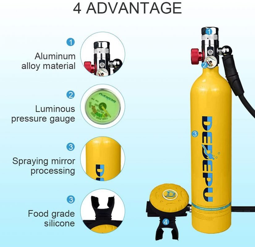 Bouteille De Plongée Portable 0,5 L - Réservoir D'oxygène 0-300 Bar, Durée 5-10 Minutes, Pour Plongée Loisir Ou Secours - 11