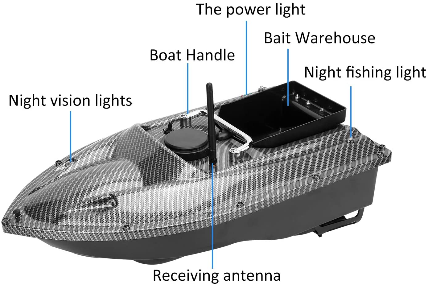 Bateau Télécommandé pour La Pêche de Pêche Assisté Télécommande Lumière LED