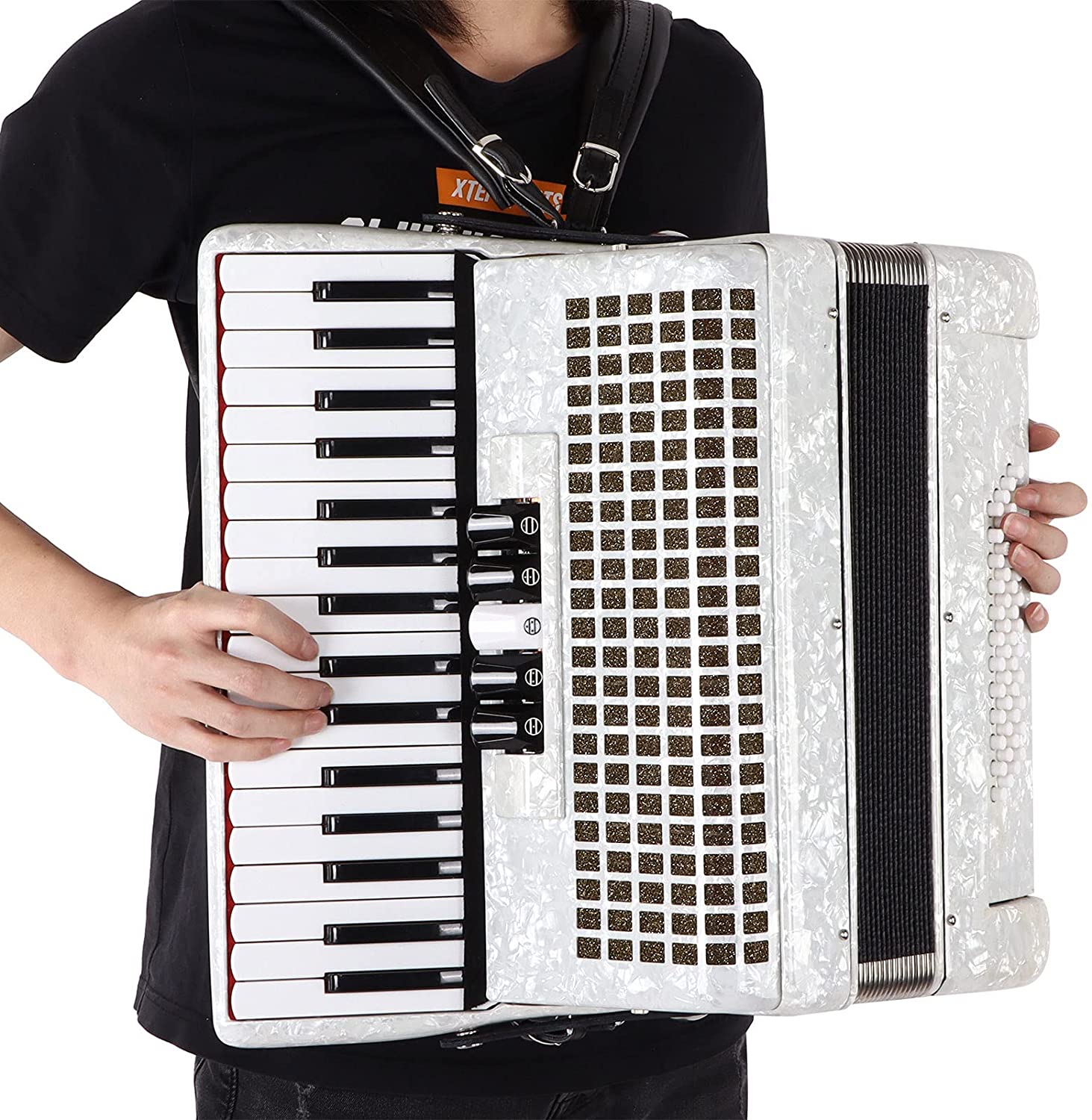 34 Touche 48 basse accordéon instrument de musique accordéon blanc débutant  adulte instrument de musique blanc motif clavier instrument de musique  cadeau