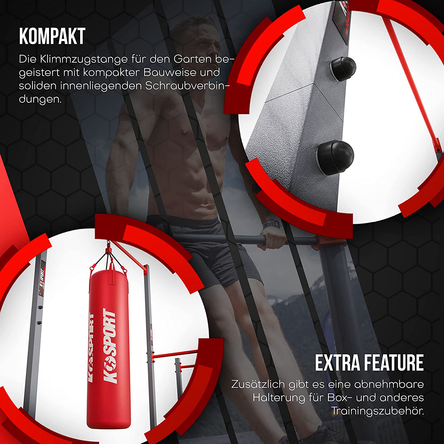 K-Sport : Barre de traction stationnaire jusqu'à 140 kg, avec barre de  traction et poignées pour les pompes I Tour de traction pour l'entraînement