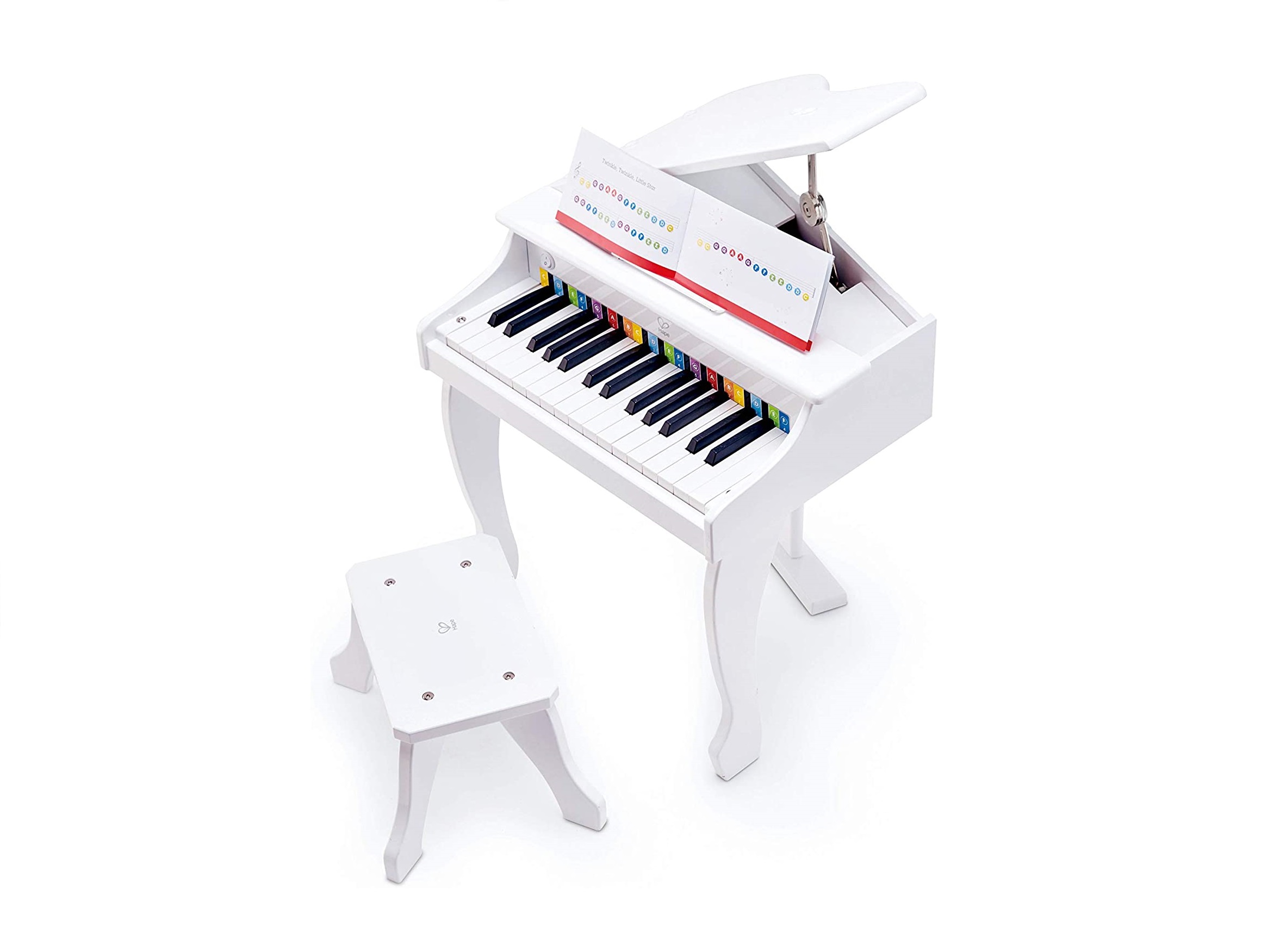 Hape Piano Électronique Noir avec Apprentissage Interactif - Piano en Bois  25 Touches, Pupitre et Tabouret en
