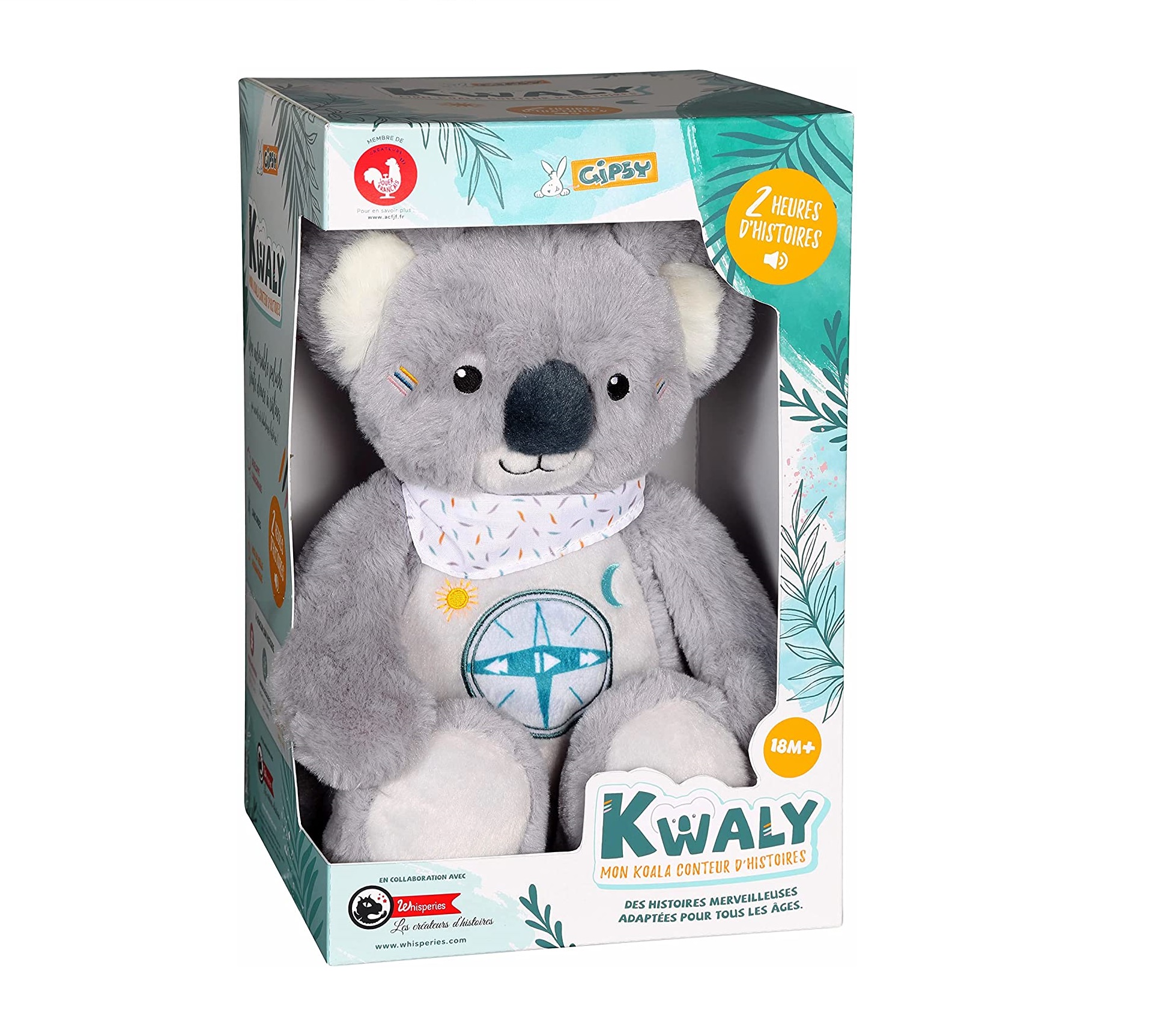 GIPSY TOYS - Peluche interactive - Kwaly koala conteur d'histoires - 2  heures de contes merveilleux pour enfants de 2 à 8 ans. - Boutique en ligne  100% fiable.