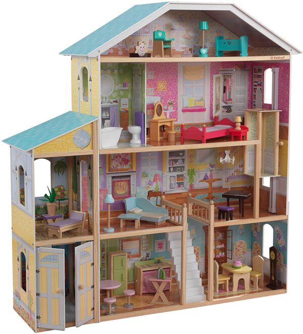 Ensemble de petits jouets en bois, maison de poupée heureuse